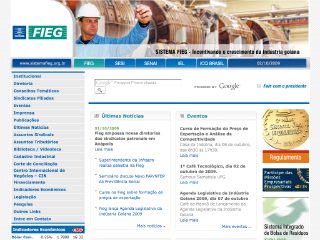 Thumbnail do site FIEG - Federação das Indústrias do Estado de Goiás