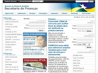 Thumbnail do site Secretaria de Estado de Finanças de Rondônia