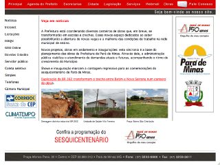 Thumbnail do site Prefeitura Municipal de Par de Minas