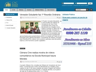 Thumbnail do site Centro de Atendimento ao Cidado da Cmara Municipal de Ouro Preto