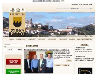 Thumbnail do site Prefeitura Municipal de Ouro Preto