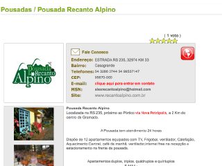 Thumbnail do site Pousada Recanto Alpino