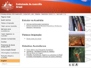 Thumbnail do site Embaixada da Austrália no Brasil