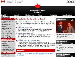 Thumbnail do site Embaixada do Canadá no Brasil