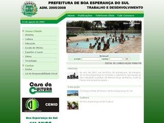 Thumbnail do site Prefeitura Municipal de Boa Esperana do Sul