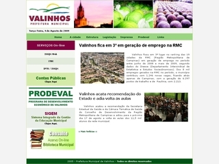 Thumbnail do site Prefeitura Municipal de Valinhos