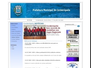 Thumbnail do site Prefeitura Municipal de Cordeirpolis