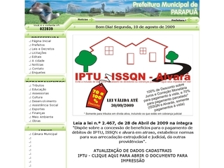 Thumbnail do site Prefeitura Municipal de Parapu