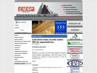 Thumbnail do site CIESP Ribeiro Preto - Centro das Indstrias do Estado de So Paulo